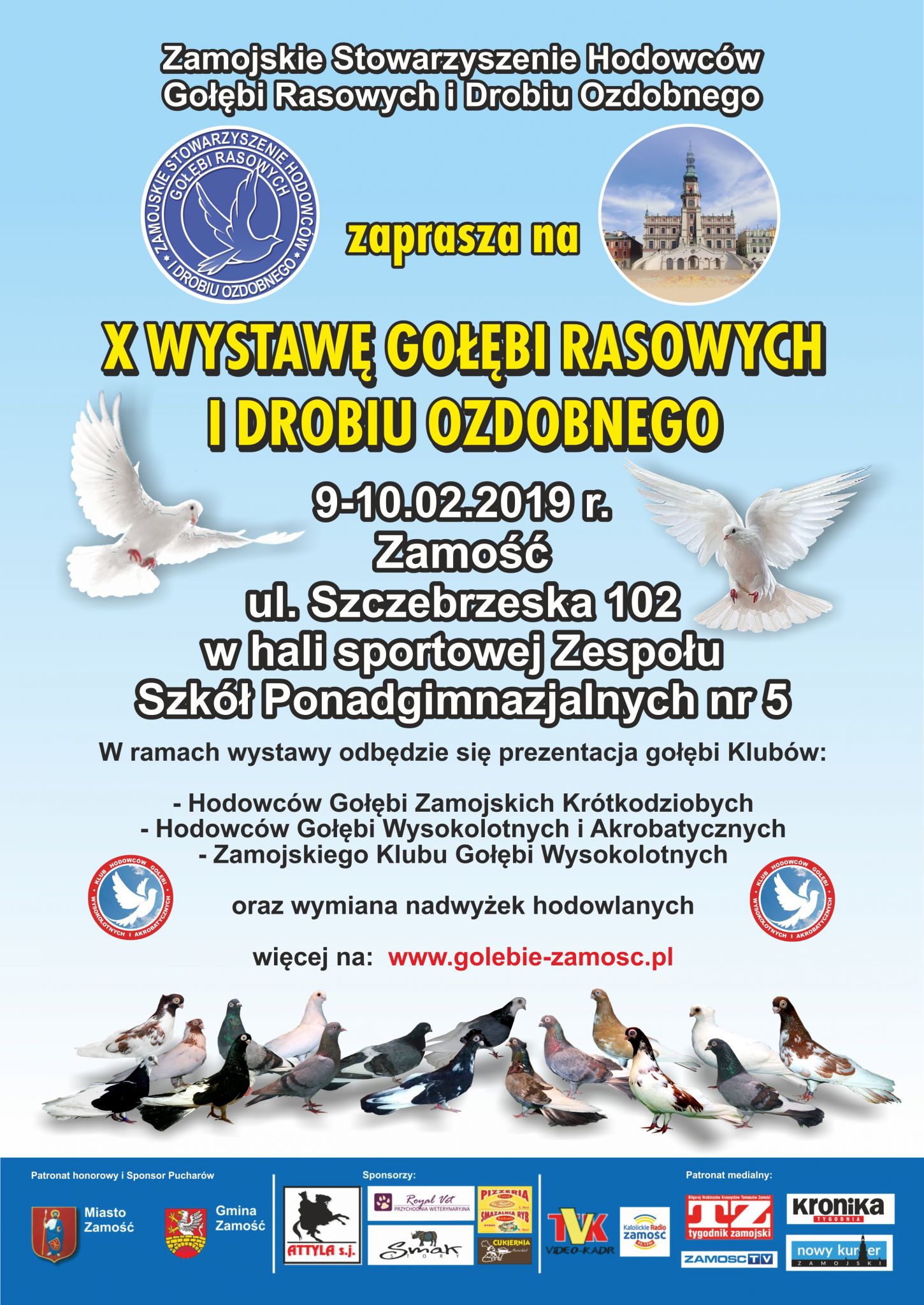 wasil plakat golebie Wkrótce X Zamojska Wystawa Gołębi Rasowych i Drobiu Ozdobnego