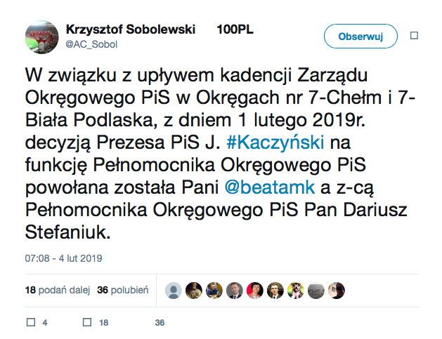 pis Z ostatniej chwili: zmiana na stanowisku lidera PIS w regionie