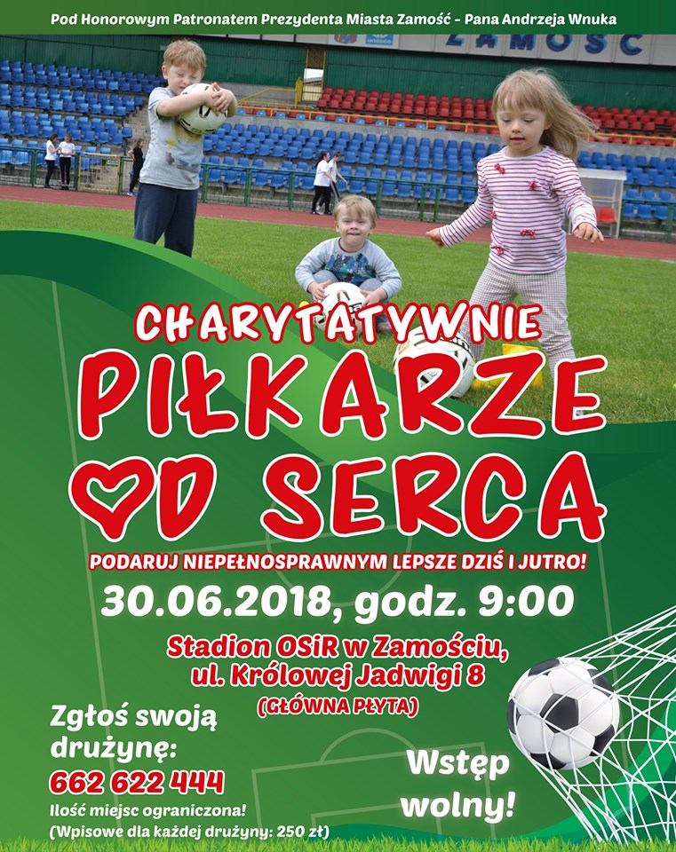 61988977 2175174395914252 3703644410664189952 n Wyjątkowy mecz charytatywny w Zamościu! “Piłkarze od serca” dla PSONI koło w Zamościu