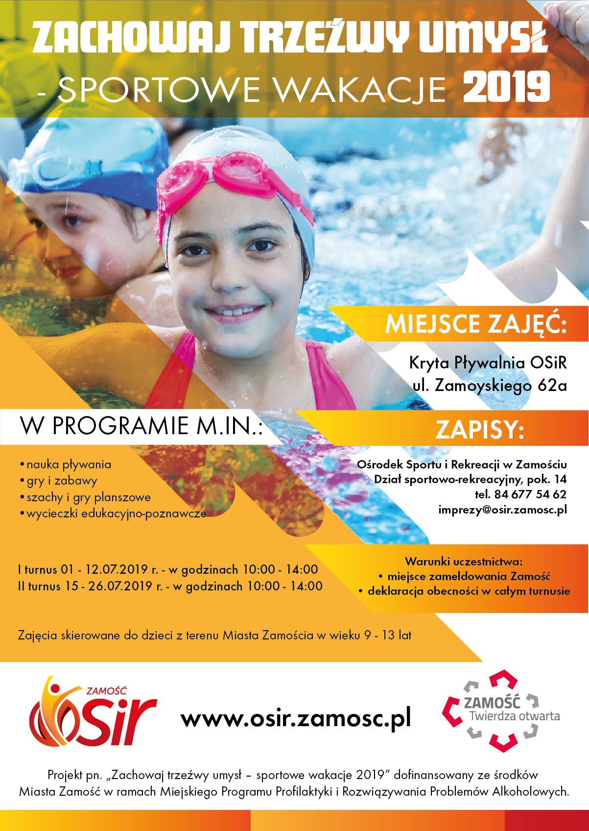 zachowaj trzezwy umysl 2019 Sportowe wakacje w mieście z OSiR Zamość [PROGRAM]