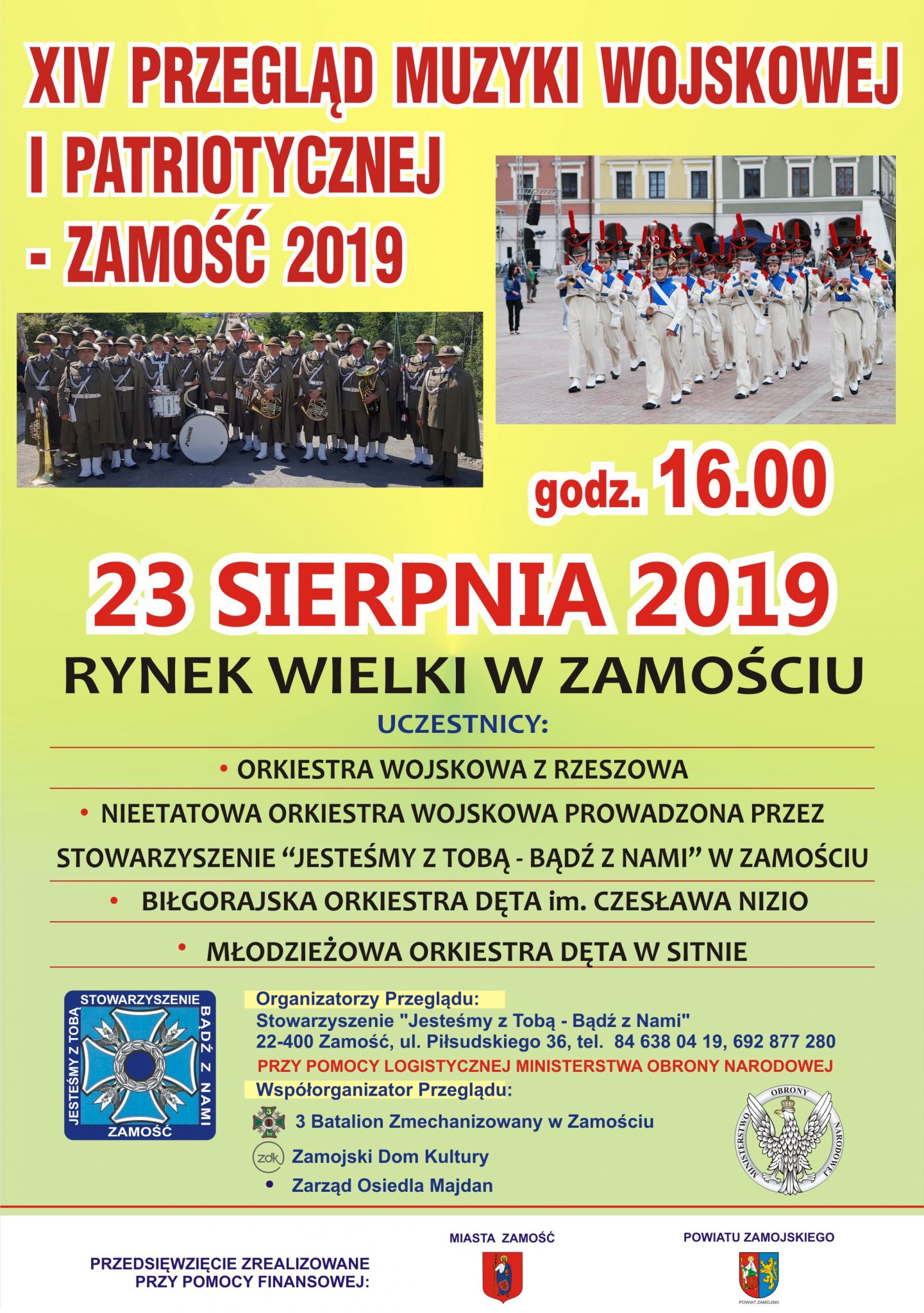 2019 plakat orkiestra Zamość: Przed nami XVI Przegląd Muzyki Wojskowej i Patriotycznej