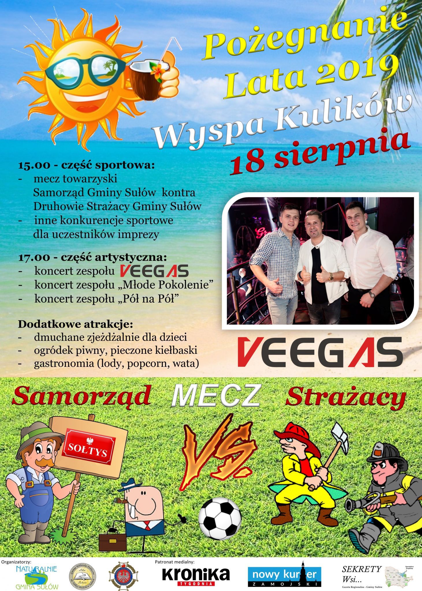 plakat kulikow Gm. Sułów: Impreza na pożegnanie lata w Kulikowie. Wystąpi zespół Veegas