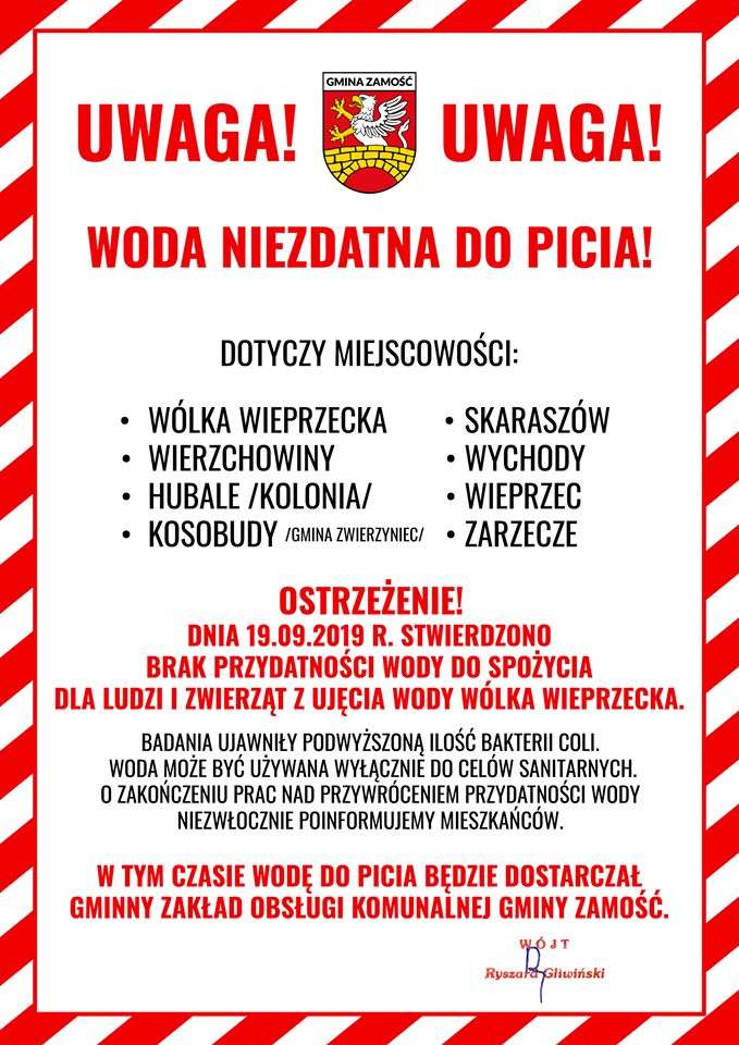 70176905 2742209742506249 4972104705946681344 n Gm. Zamość: Groźne bakterie w wodzie. Ostrzeżenie dla mieszkańców 8 miejscowości