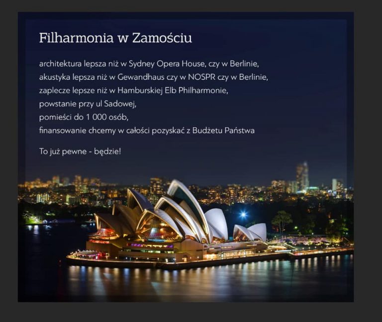 Lokalizacja Filharmonii w Zamościu zatwierdzona!