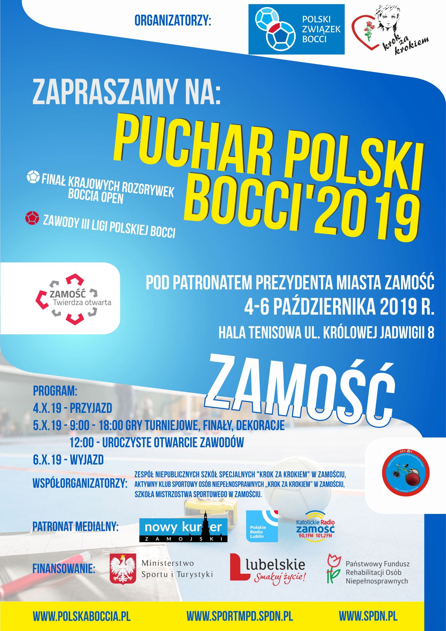 plakat boccia patronaty W Zamościu rozegrany zostanie Puchar Polski Boccia.