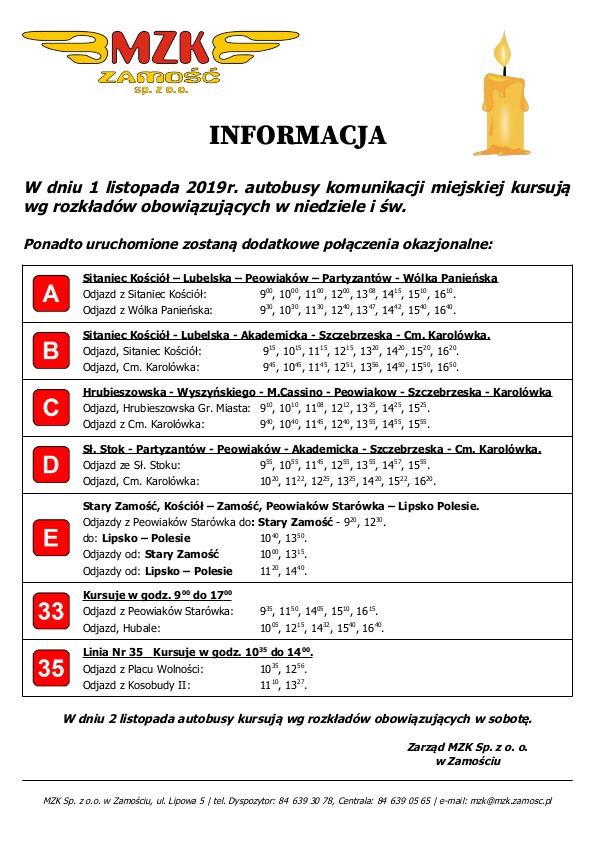 sw zmarlych2019 Zamość: Autobusem na cmentarz. MZK 1 listopada uruchamia dodatkowe połączenia [ROZKŁAD]