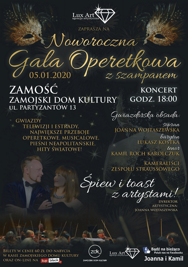 00120 sylwester zamosc www 2019 11 27 Noworoczna Gala Operetkowa z Szampanem w ZDK-u