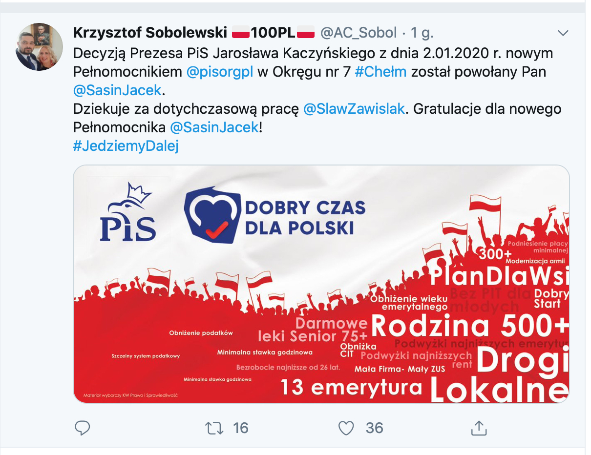 zrzut ekranu 2020 01 3 o 14 15 37 Jacek Sasin zastąpił Sławomira Zawiślaka - nowa decyzja Jarosława Kaczyńskiego