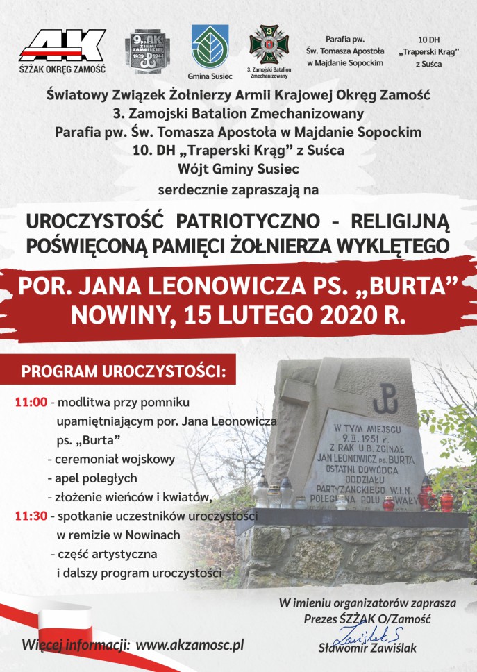 burta nowiny 2020 plakat Uroczystość ku pamięci por. Jana Leonowicza ps. „Burta