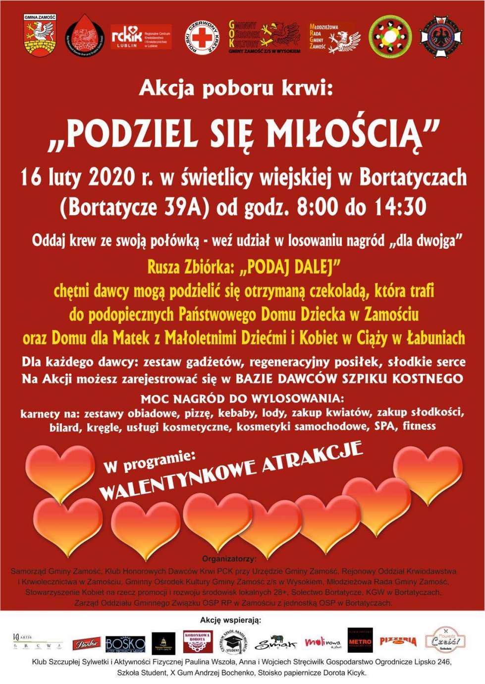 plakat 2 "Podziel się miłością". Walentynkowa akcja poboru krwi