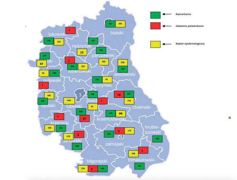 Publikujemy mapę aktualnej sytuacji epidemiologicznej w naszym regionie