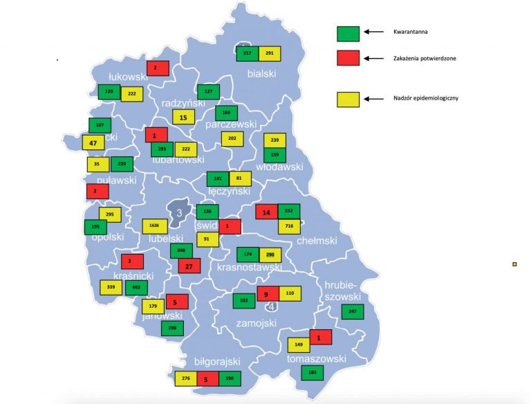 Publikujemy mapę aktualnej sytuacji epidemiologicznej w naszym regionie