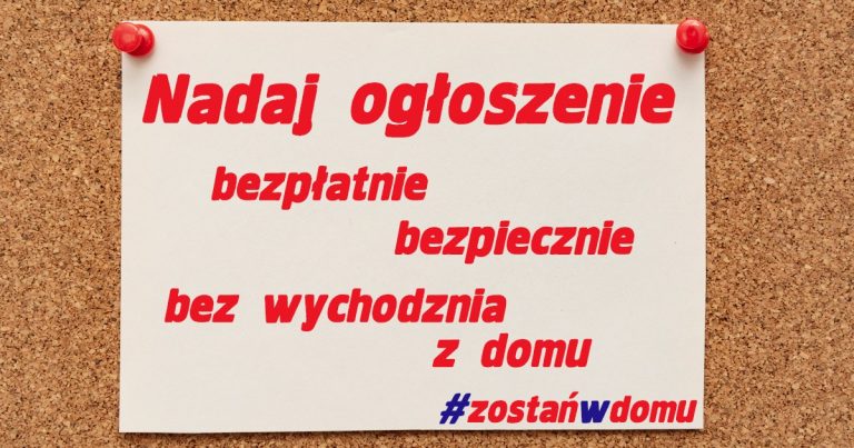 Twoje ogłoszenie w naszej gazecie. Nadasz je online. Bezpłatnie, bezpiecznie, bez wychodzenia z domu.