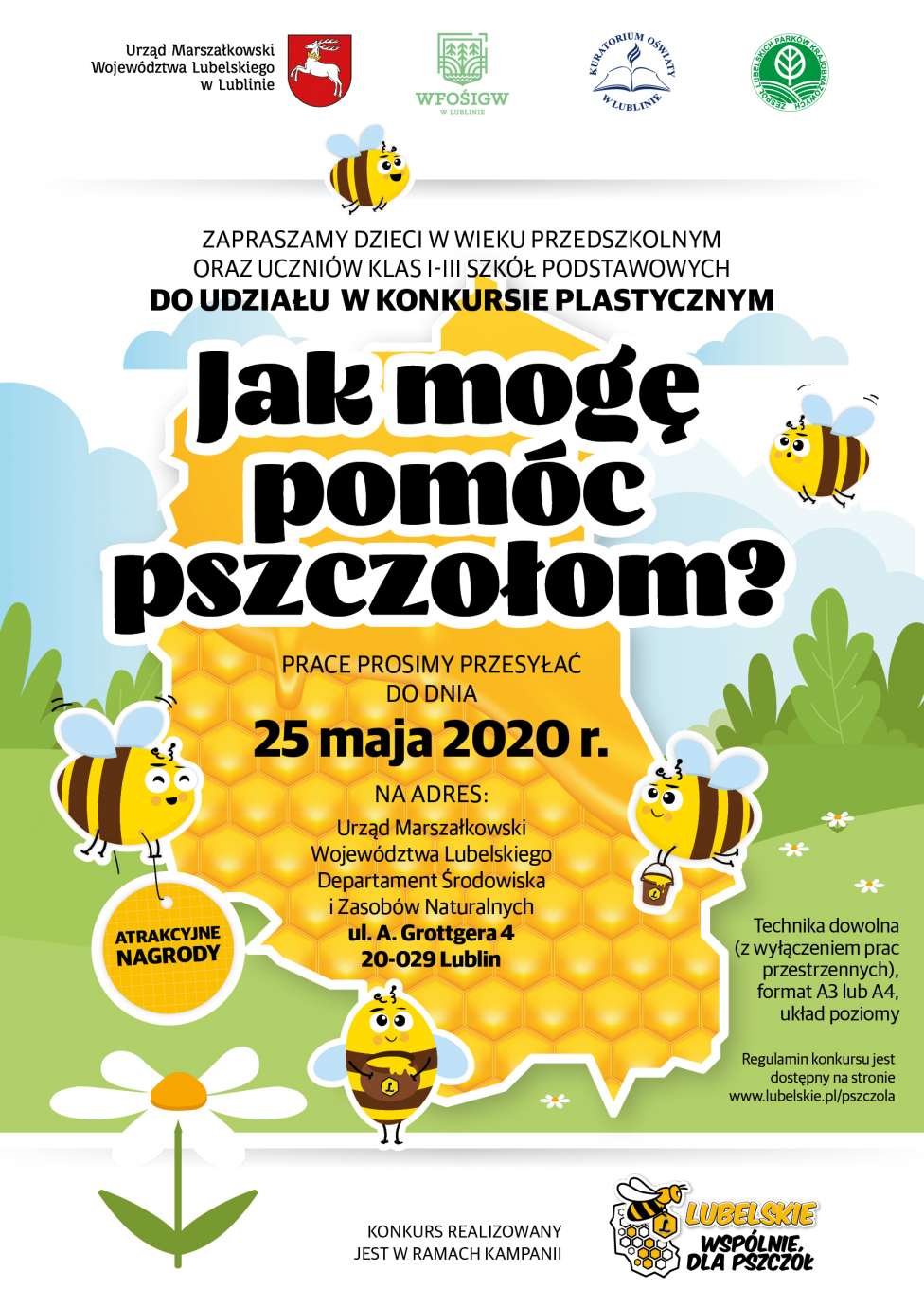 plakat konkurs plastyczny dla dzieci Rusza konkurs plastyczny dla dzieci pt. „Jak mogę pomóc pszczołom?”