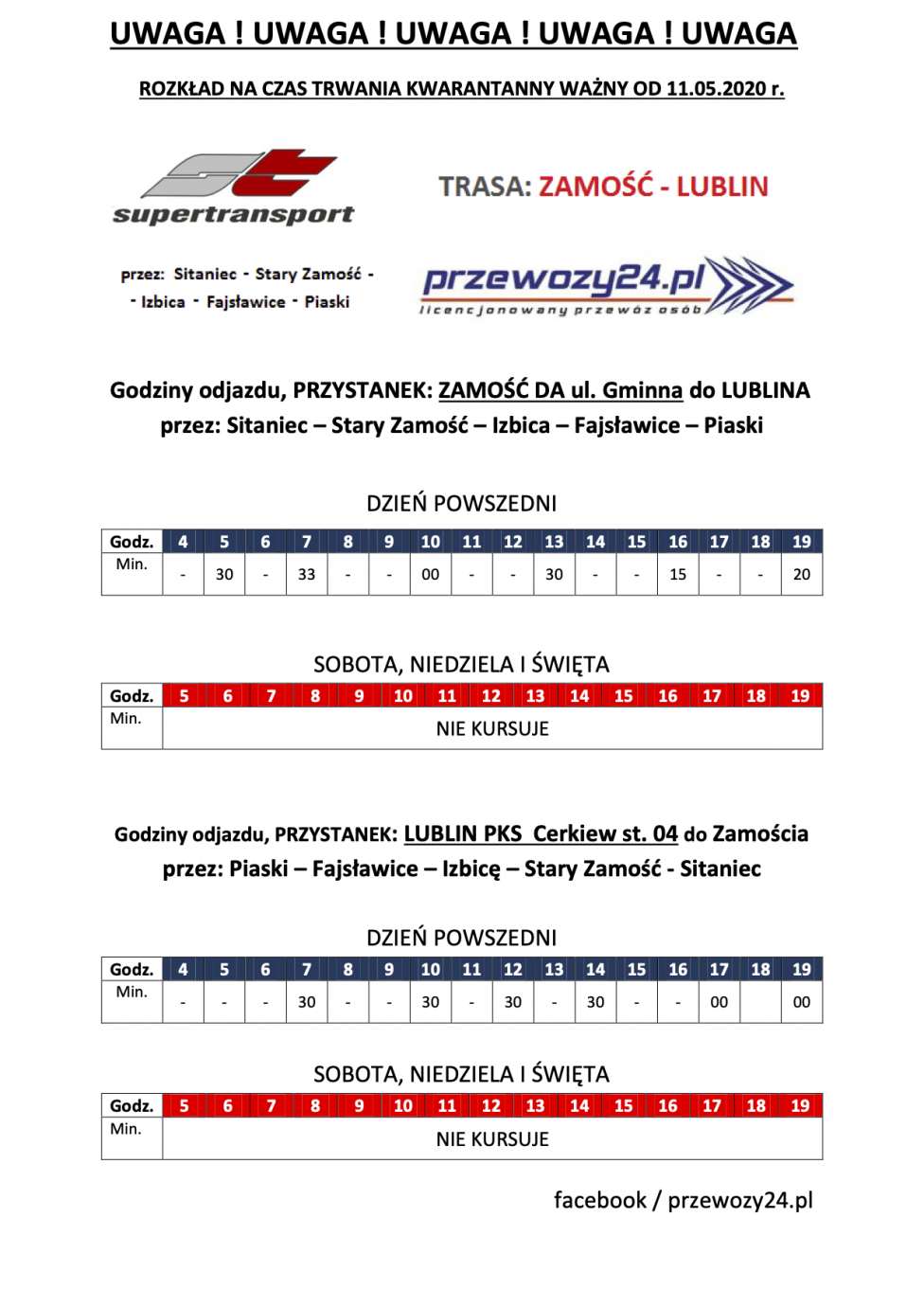 rozklad Od dzisiaj pojedziesz busem do Rzeszowa lub Lublina. Publikujemy nowy rozkład jazdy