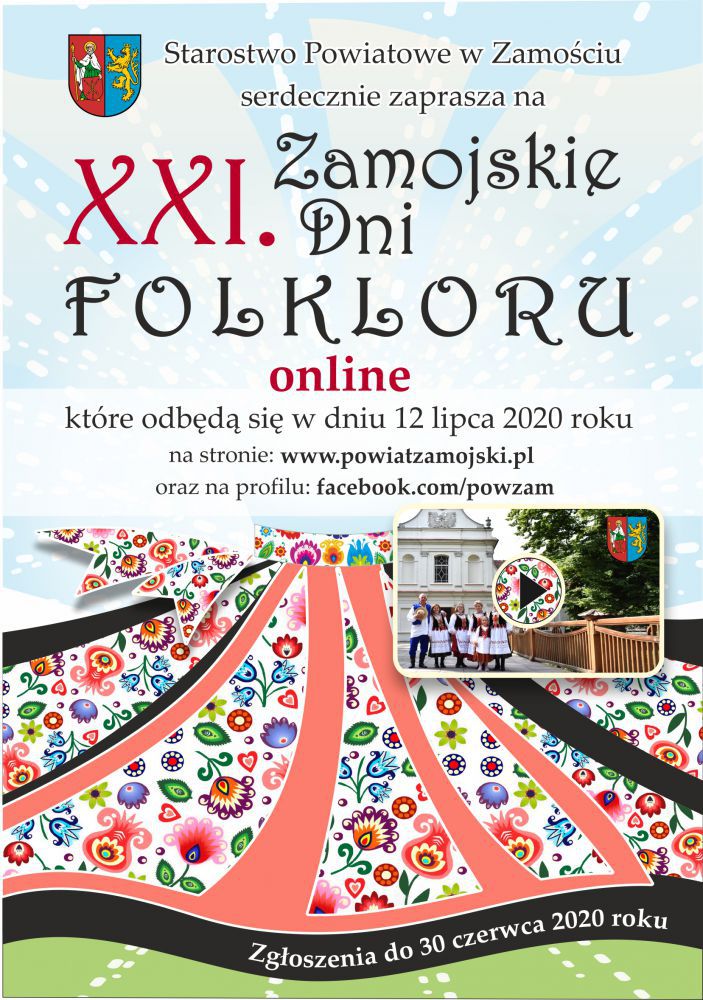 7687b XXI Zamojskie Dni Folkloru odbędą się online.