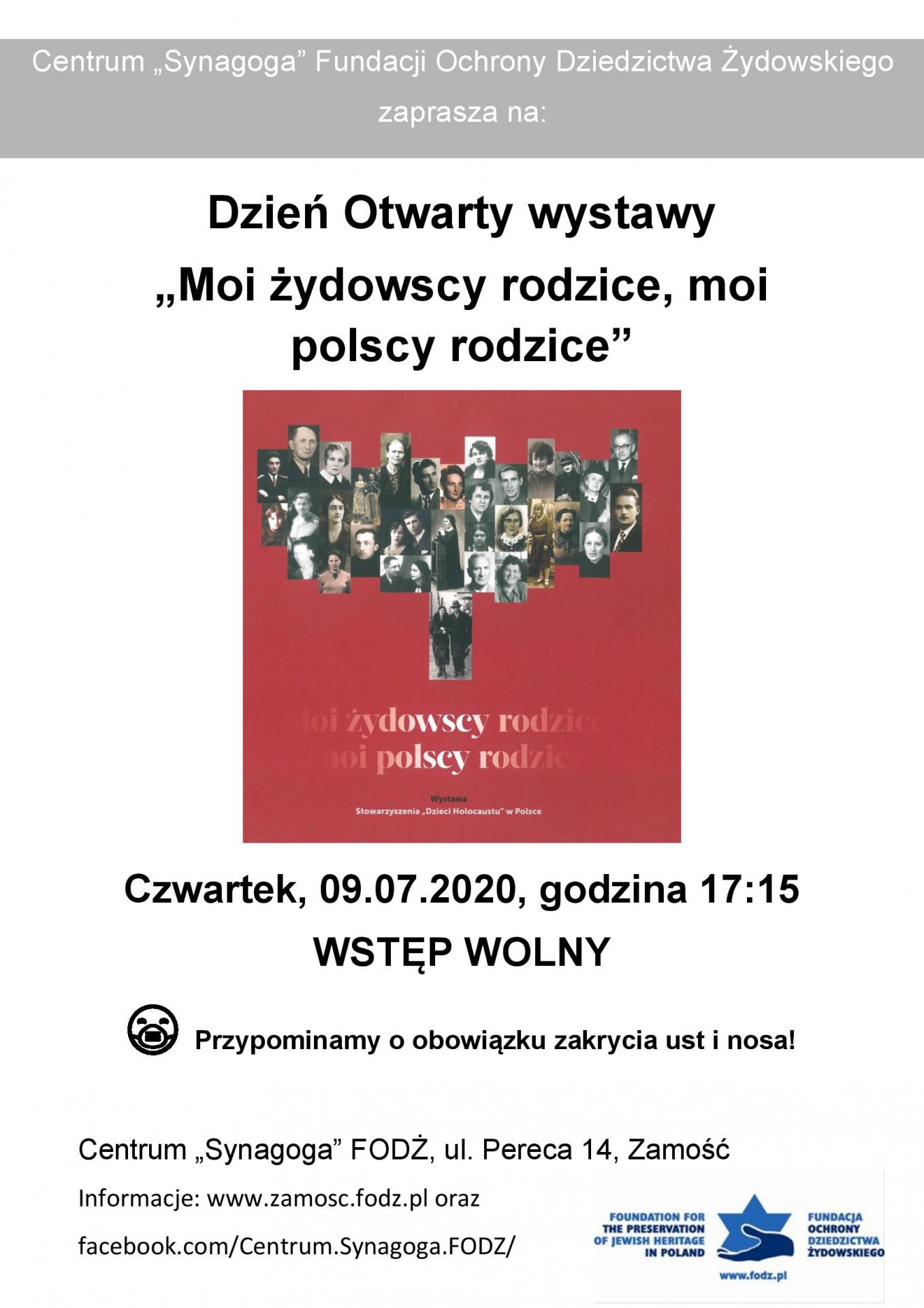 plakat 3 "Moi żydowscy rodzice, moi polscy rodzice" - wystawa w Centrum "Synagoga"