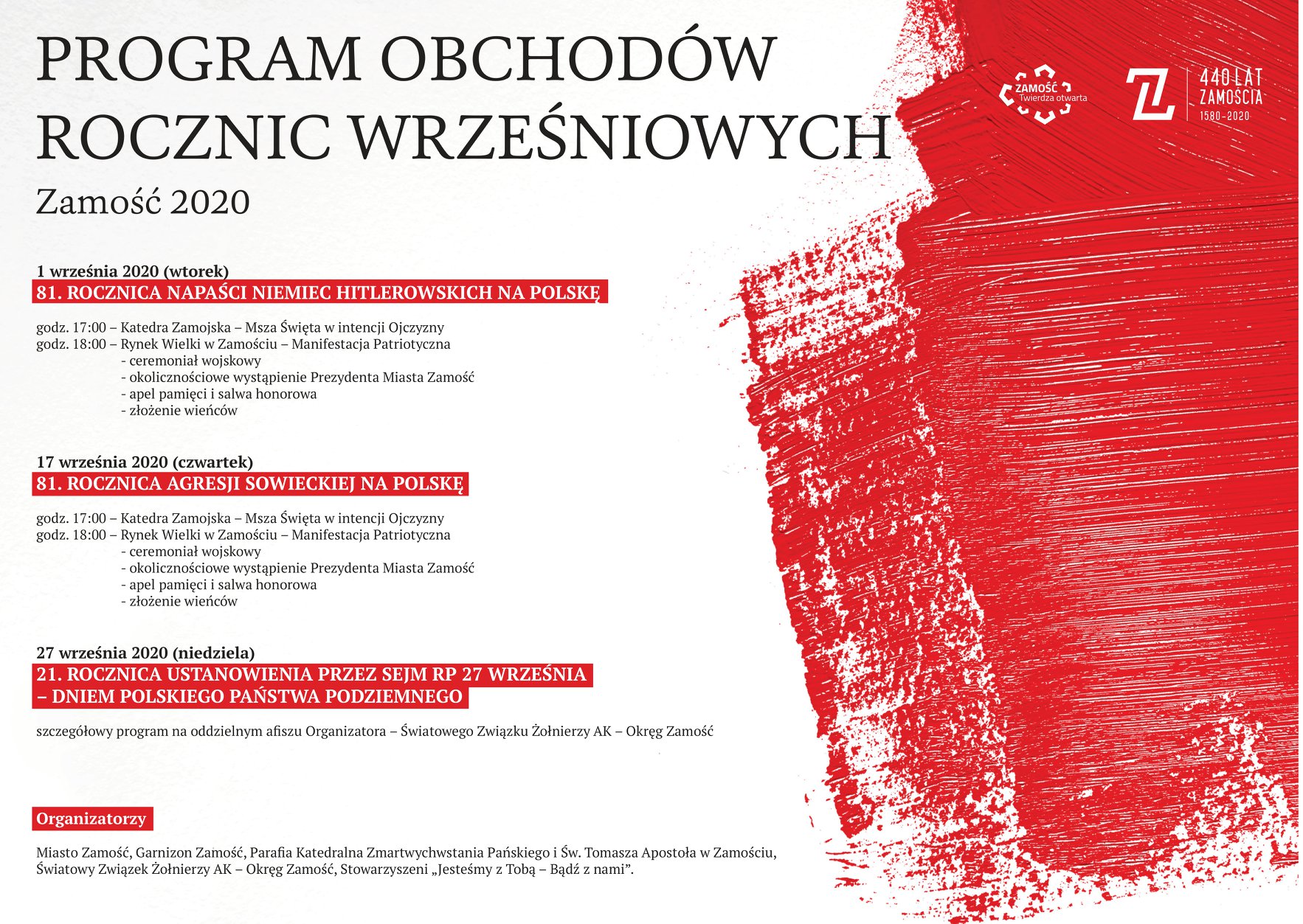 118509466 164934311879921 1299503741985720616 o Zamość upamiętni wojenne rocznice wrześniowe [PROGRAM]