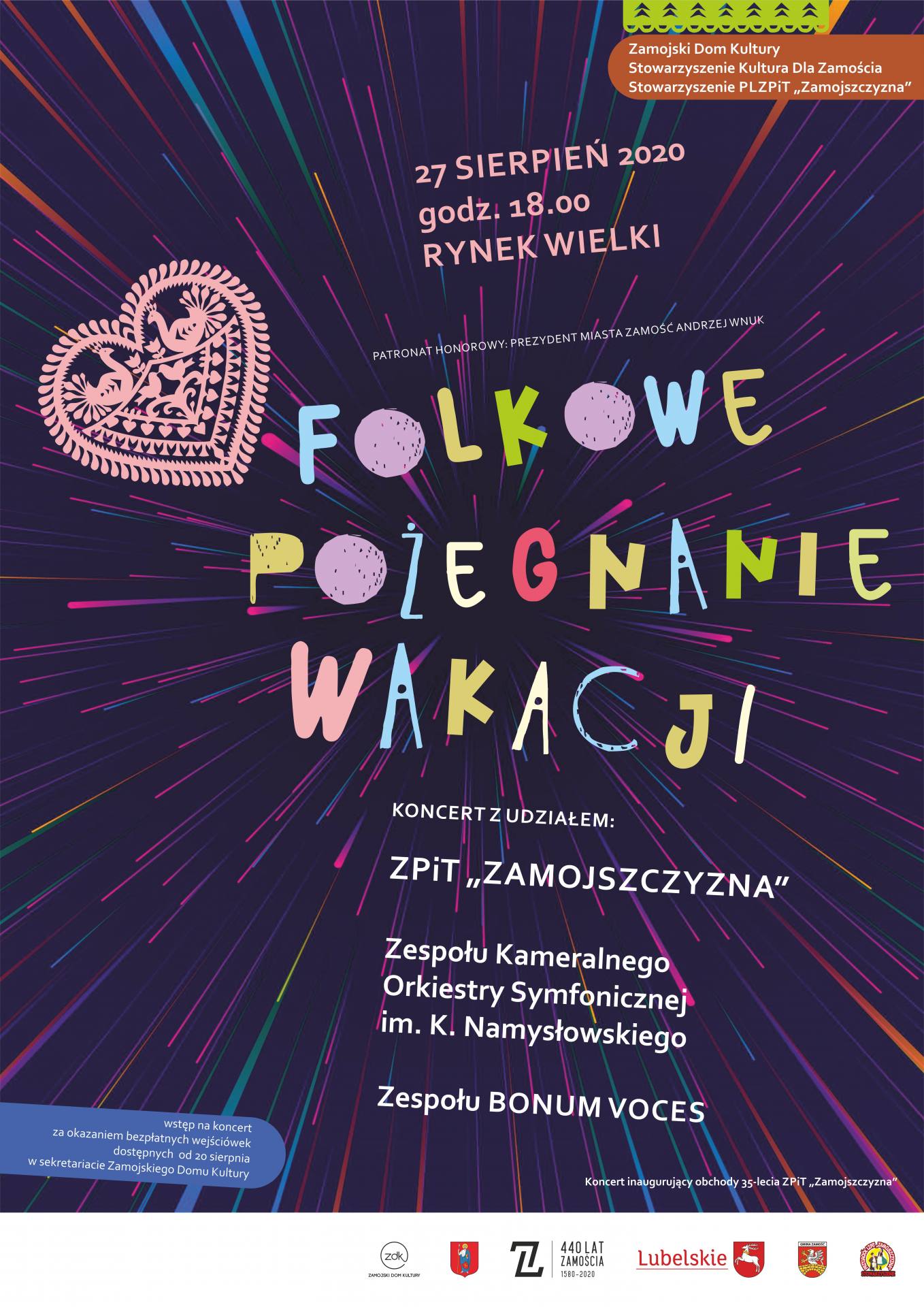 20 pozegnanie folk afisz krz Koncert na podsumowanie wakacji