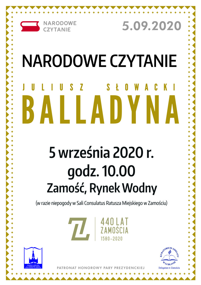 plakat 02 Balladyna w Zamościu – Narodowe Czytanie 2020