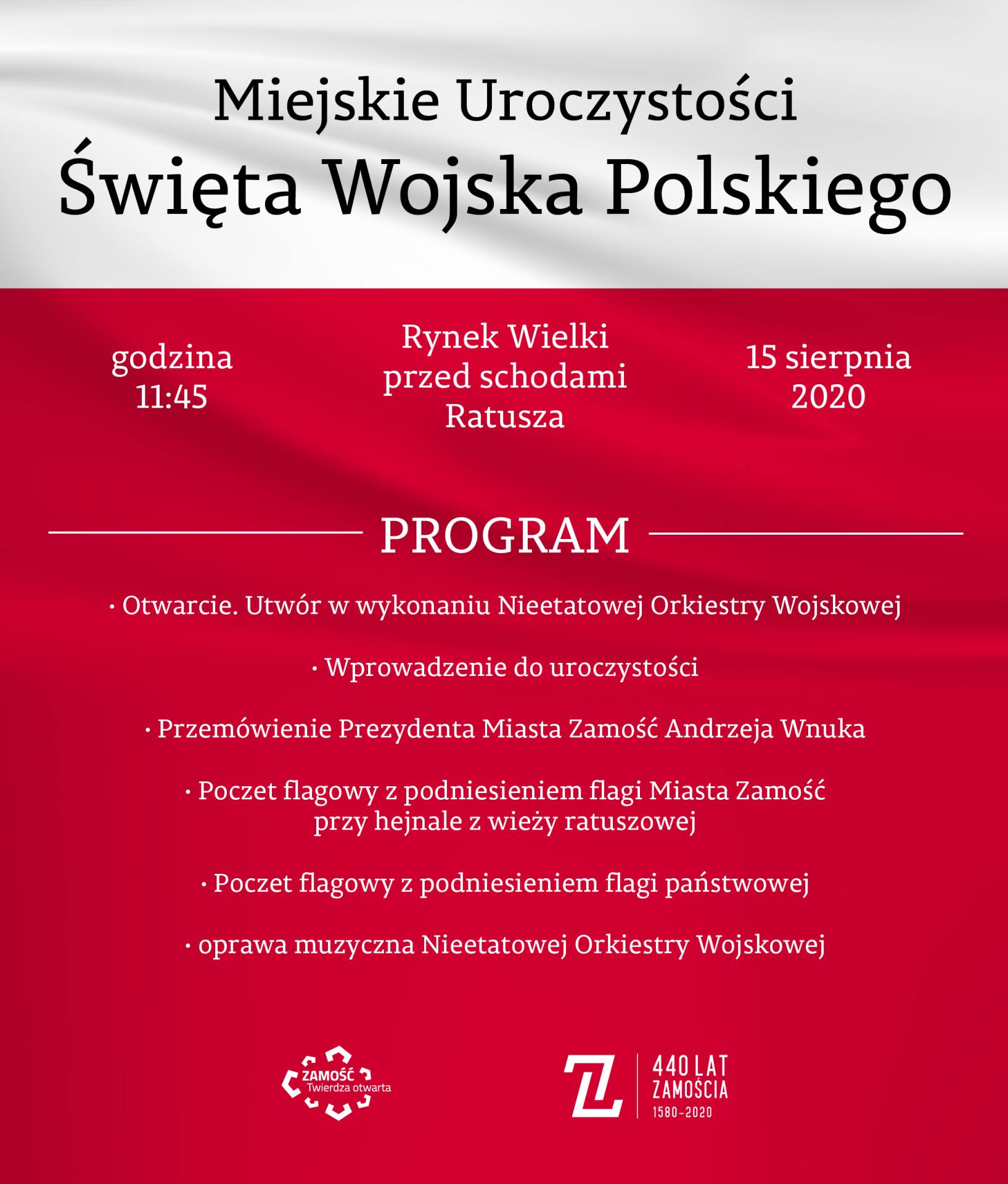 zaproszenie Zamość uczci Święto Wojska Polskiego