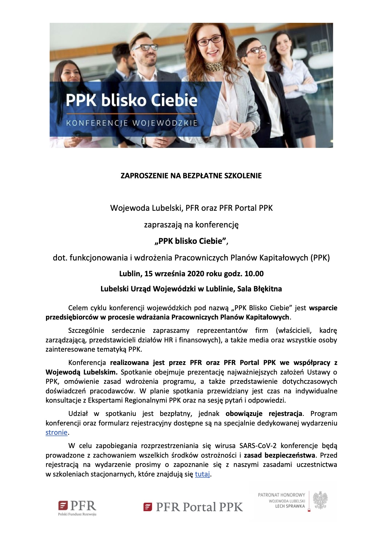 10946 zaproszenie od wojewody lubelskiego Bezpłatne szkolenie dot. Pracowniczych Planów Kapitałowych