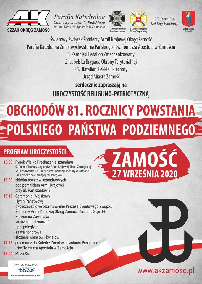 120140390 174638967576122 6160335197459931778 o Zamość: 81 rocznica powstania Polskiego Państwa Podziemnego [PROGRAM]