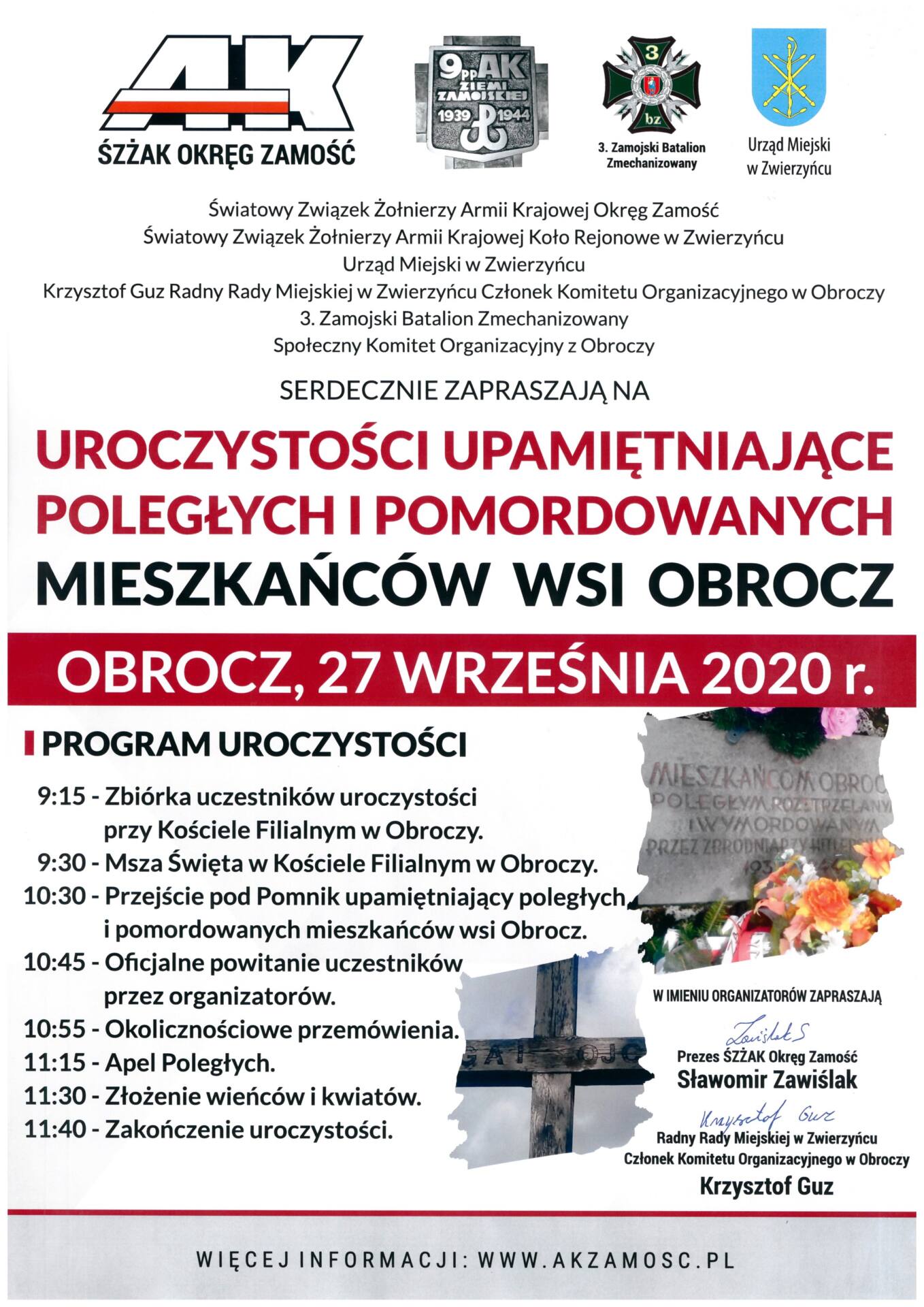 plakat 8 Uroczystości Upamiętniające Poległych i Pomordowanych Mieszkańców Wsi