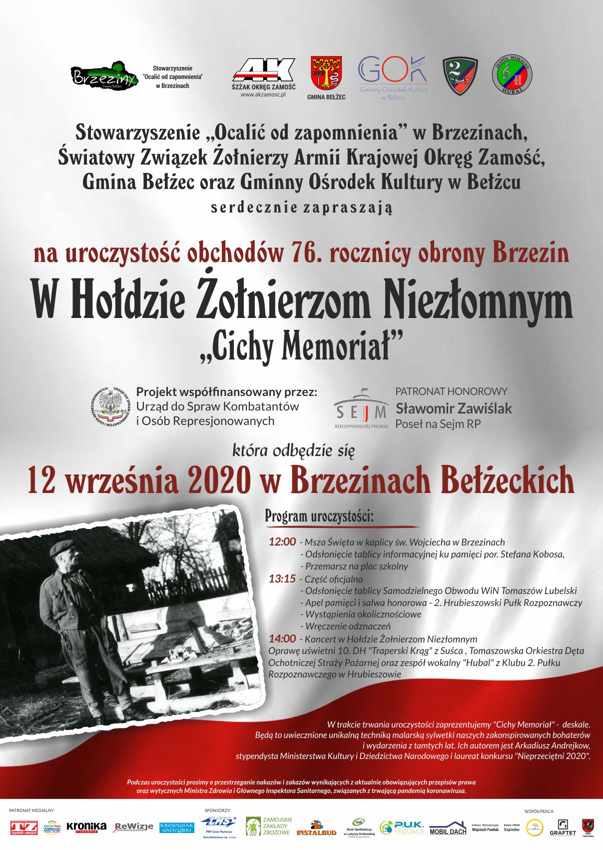 plakat brzeziny2020 Obchody 76. rocznicy obrony Brzezin w Hołdzie Żołnierzom Niezłomnym