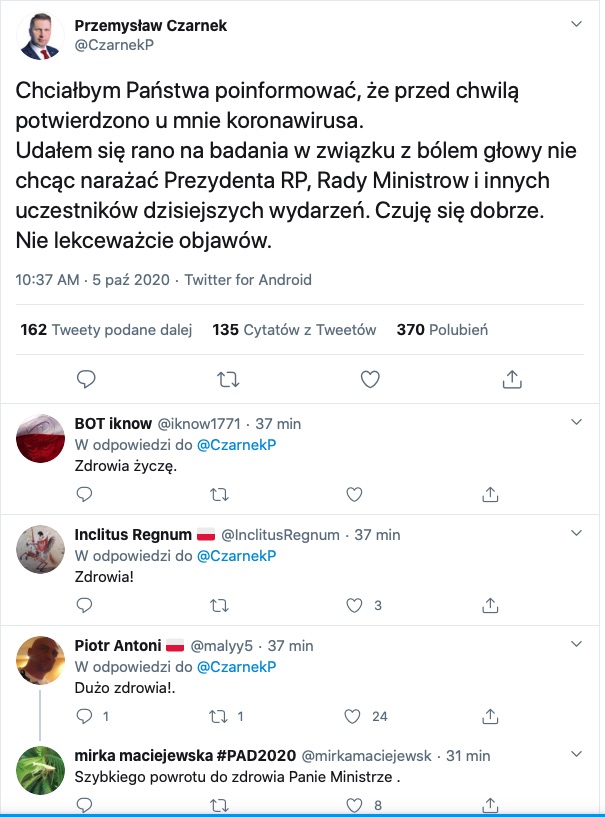 screenshot: Przemysław Czarnek Twitter