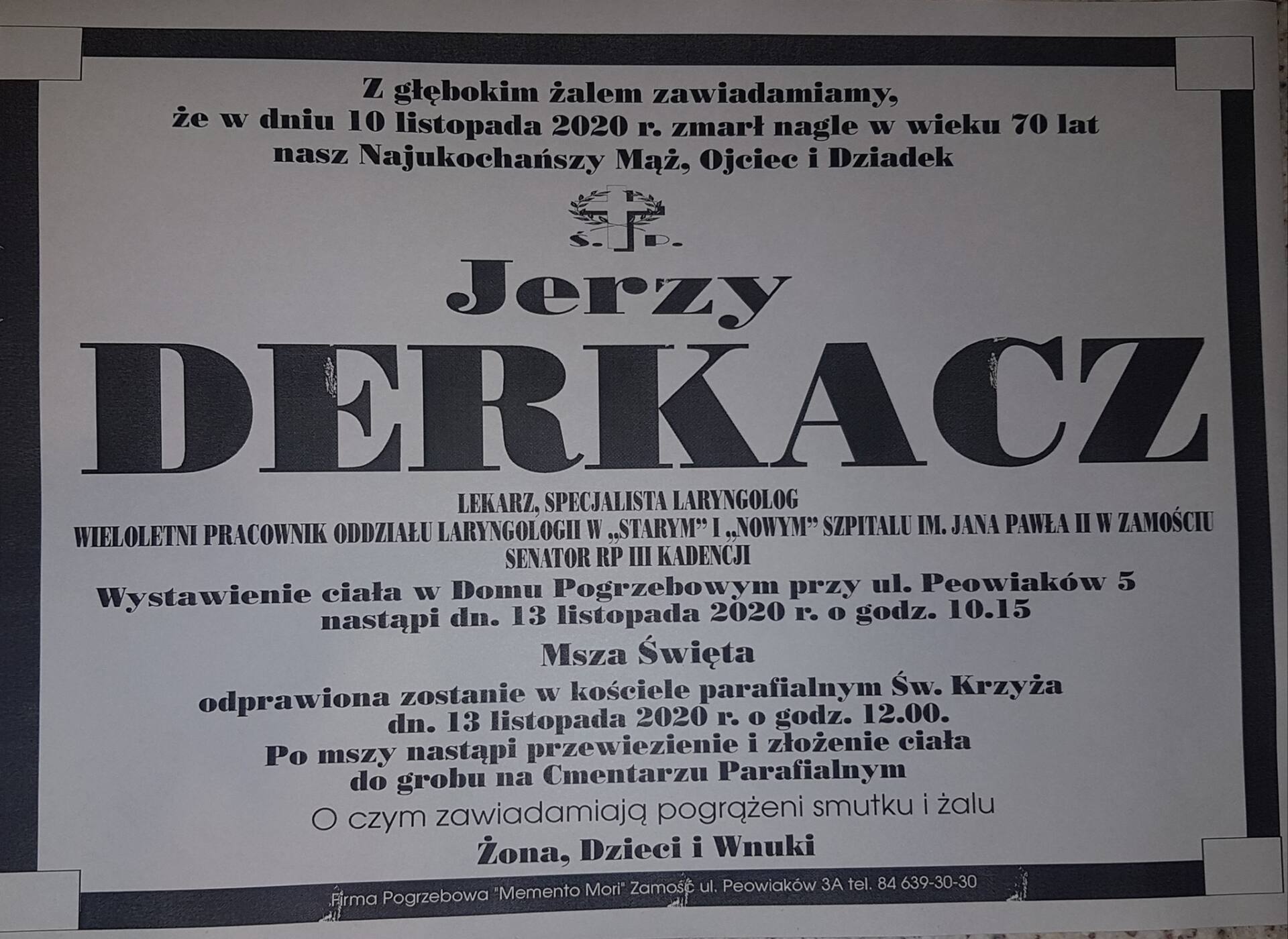 124994344 1096393404149674 5170752817434657319 o 1 Zmarł doktor Jerzy Derkacz, laryngolog zamojskiej służby zdrowia