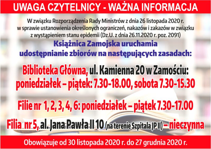 ksiaznica praca 01 800x564 1 Zamość: Znów możemy chodzić do biblioteki