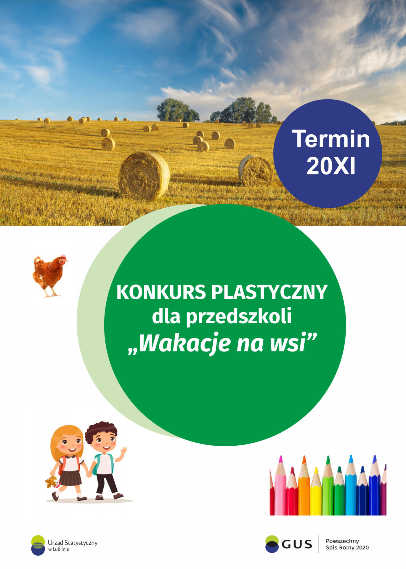 projekt plakatu konkurs plastyczny dla przedszkoli wakacje na wsi "Wakacje na wsi" - konkurs plastyczny dla przedszkoli