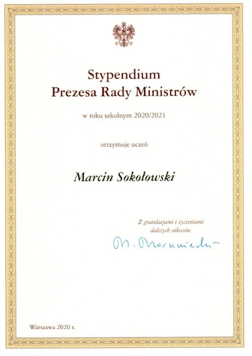 129585094 1259818357707781 7612646805619015684 n Stypendyści Prezesa Rady Ministrów z I LO w Zamościu