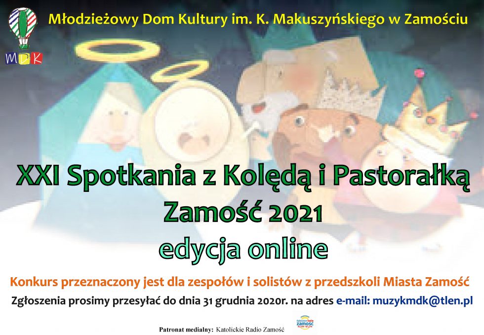 plakat 1 MDK zaprasza najmłodszych do udziału w XXI Spotkaniach z Kolędą i Pastorałką