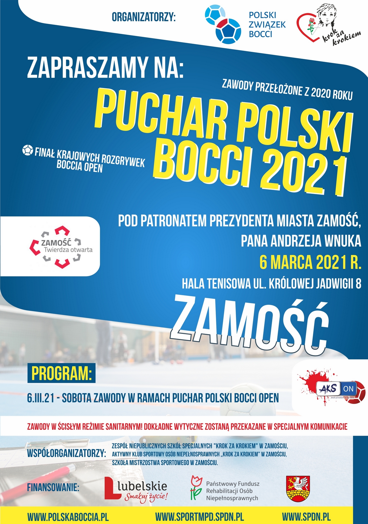 plakat boccia 2021 ZAMOŚĆ: Puchar Polski BOCCIA 2021 już w tę sobotę!