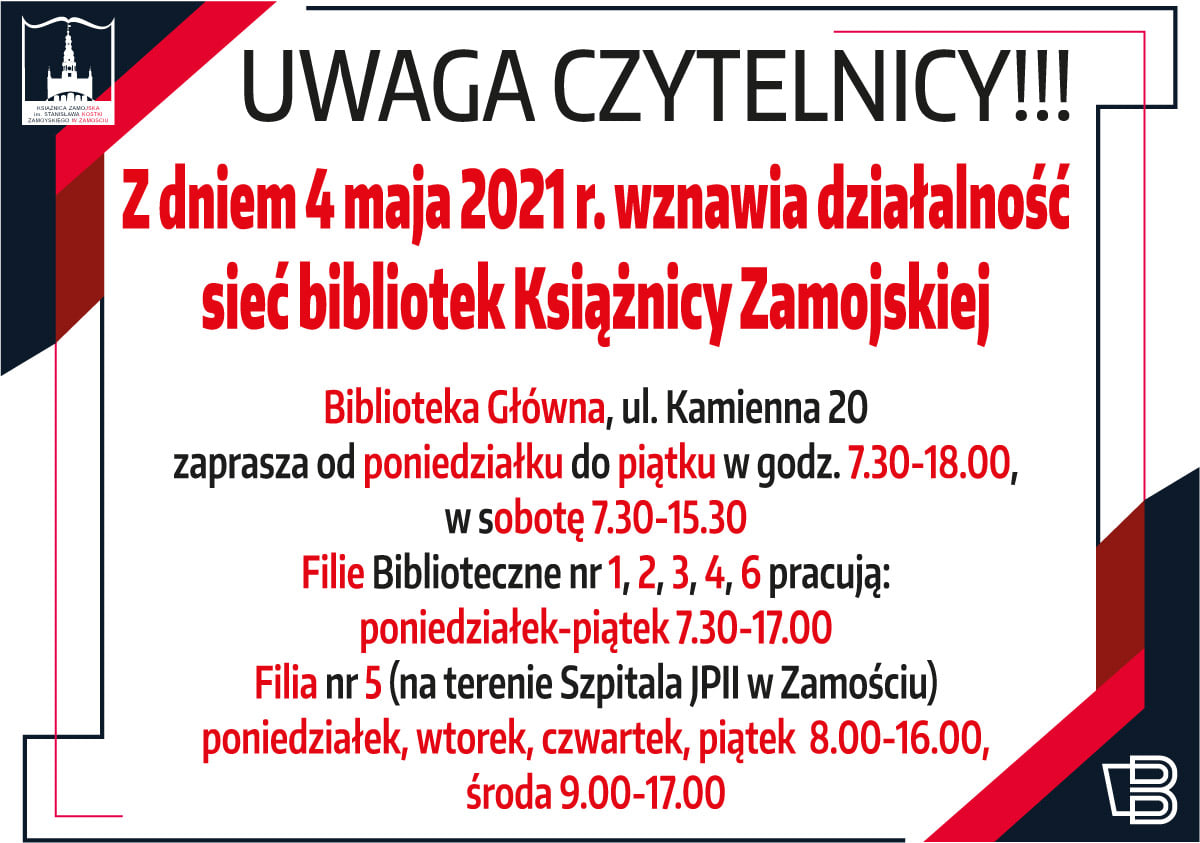 biblioteka otwarcie 4maja Po długiej przerwie Książnica Zamojska ponownie otwarta