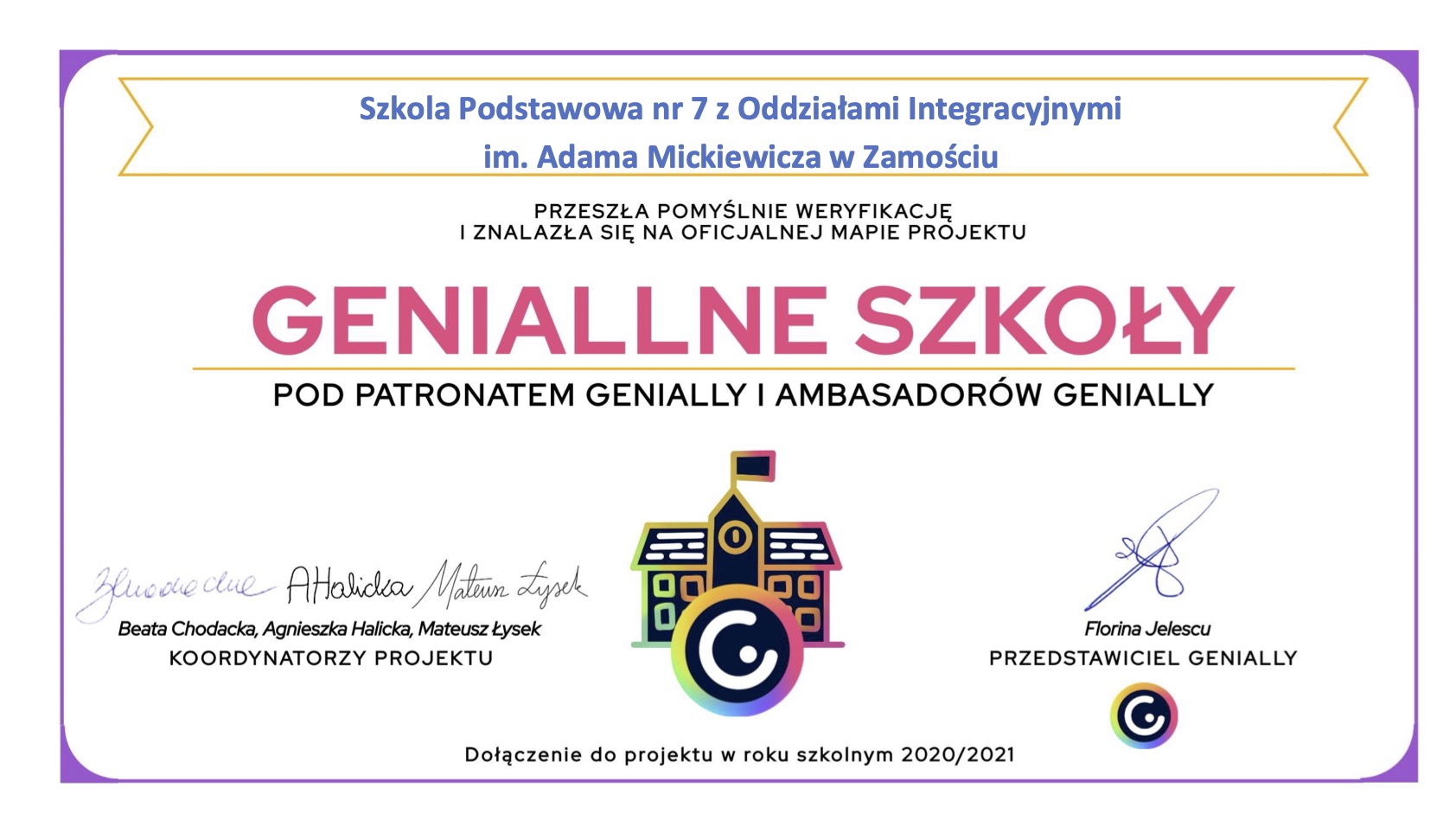 szkola podstawowa nr 7 z oddzialami integracyjnymi im adama mickiewicza w zamosciu Zamojska "siódemka" wśród "Geniallnych Szkół"!