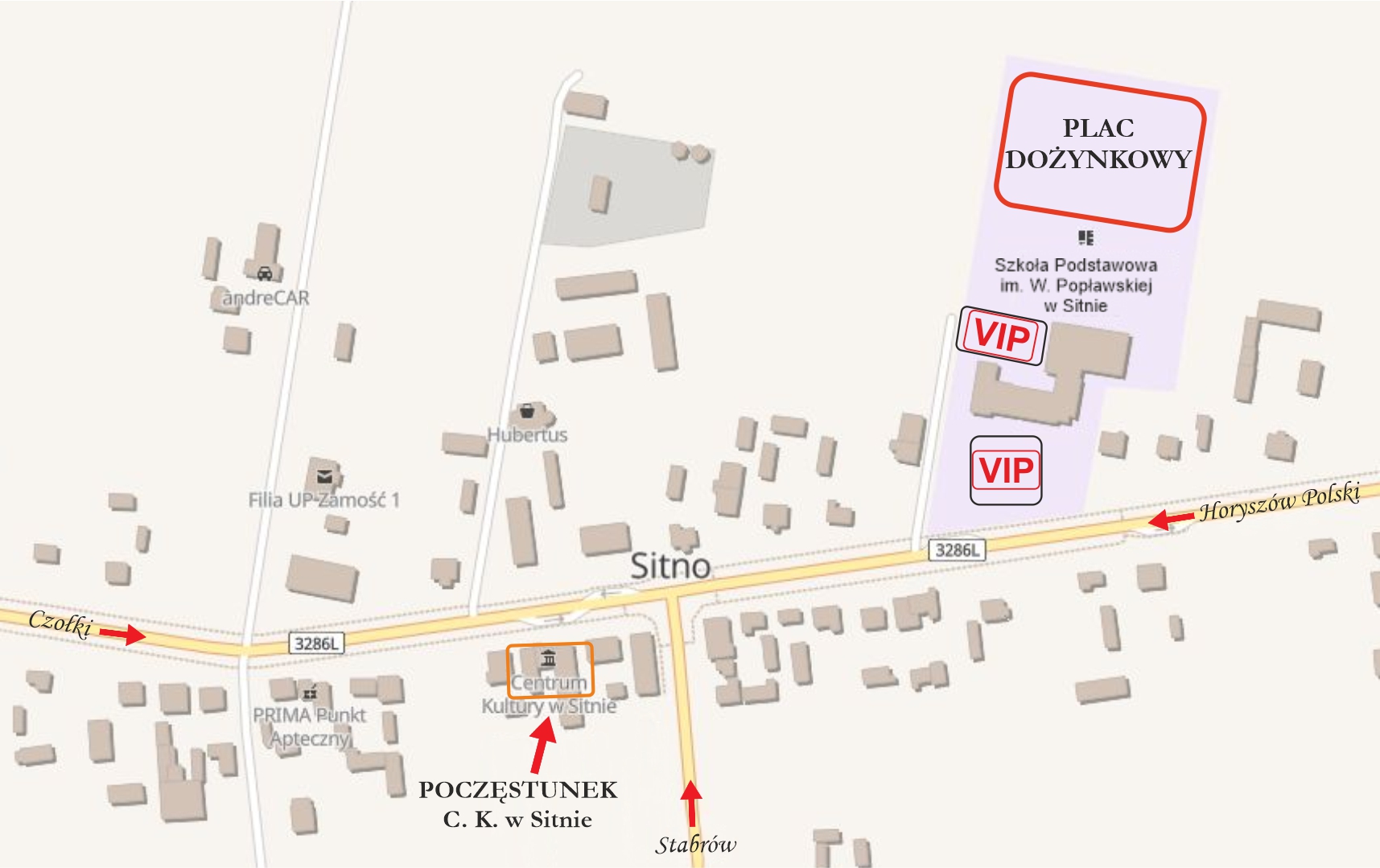11096 mapa dojazdu Czerwone Gitary na Dożynkach Powiatu Zamojskiego. [PROGRAM WYDARZENIA]