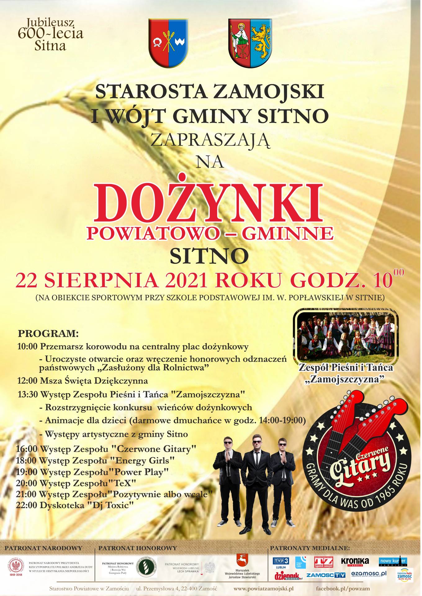 11097 plakat Rolnicy z Powiatu Zamojskiego podziękują za plony. Dożynki już w tę niedzielę [PROGRAM, MAPA DOJAZDU]