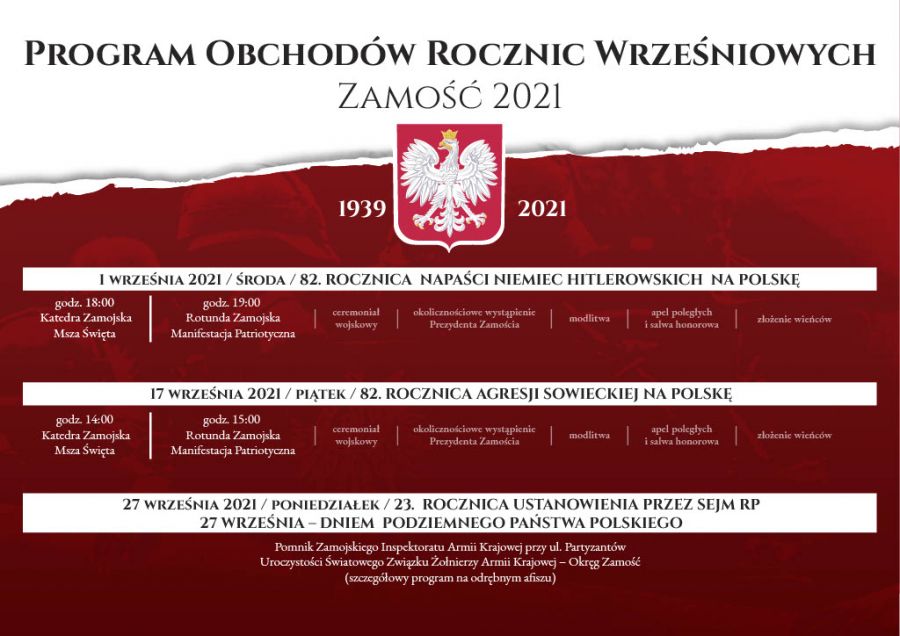 6558b Program obchodów rocznic wrześniowych w Zamościu