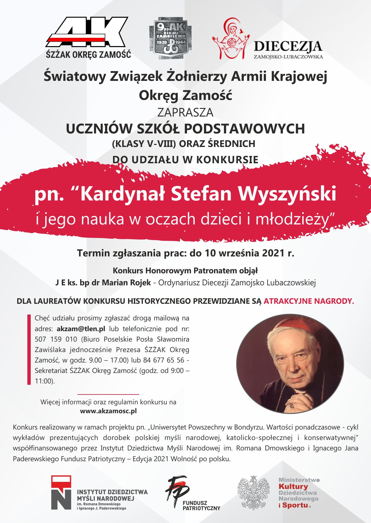 konkurs wyszynski 2021 2 ŚZŻAK Okręg Zamość zaprasza dzieci i młodzież do udziału w konkursach historycznych