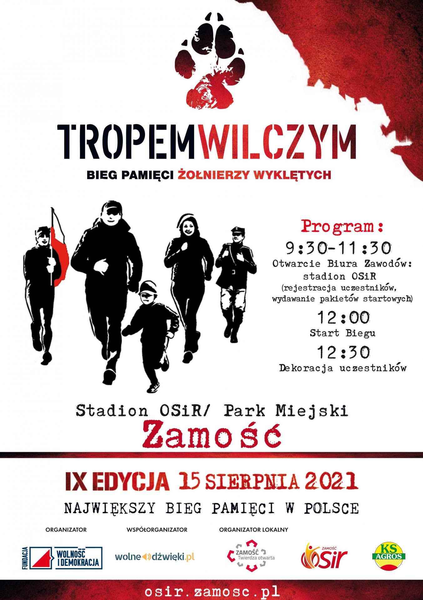 plakat tropem wilczym 2021 ZAMOŚĆ: Ruszyły zapisy na Bieg “Tropem Wilczym” ku czci Żołnierzy Wyklętych.