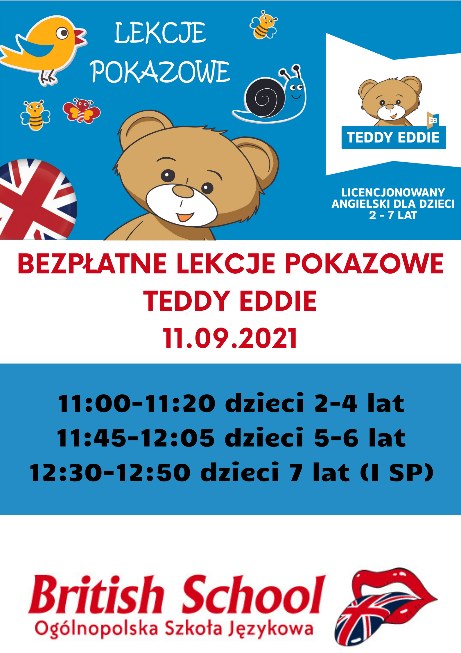 bezplatne lekcje pokazowe teddy eddie 11092021 Dzień Otwarty w British School Zamość