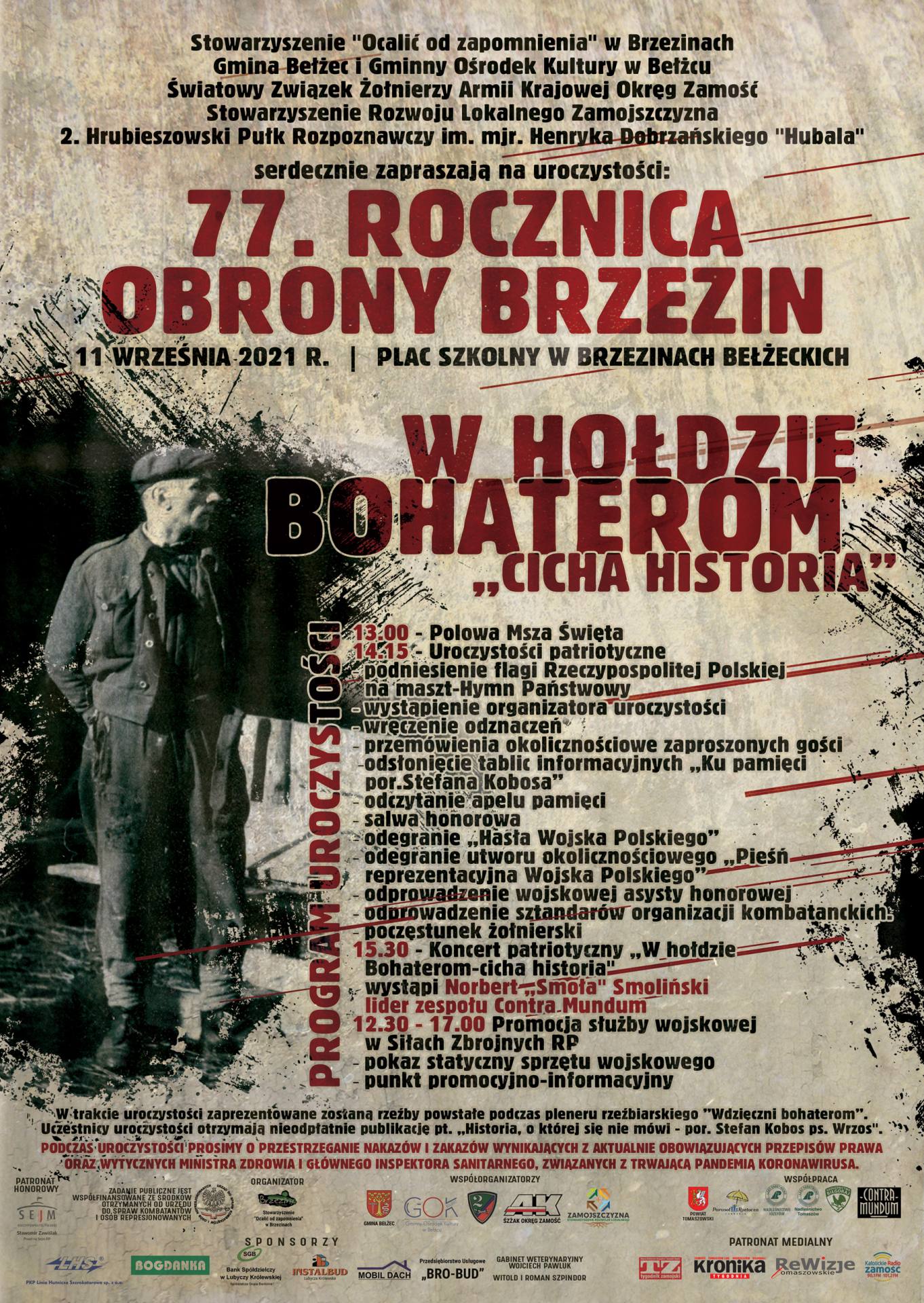 brzeziny plakat ost 77. rocznica obrony Brzezin "W hołdzie Bohaterom - cicha historia"
