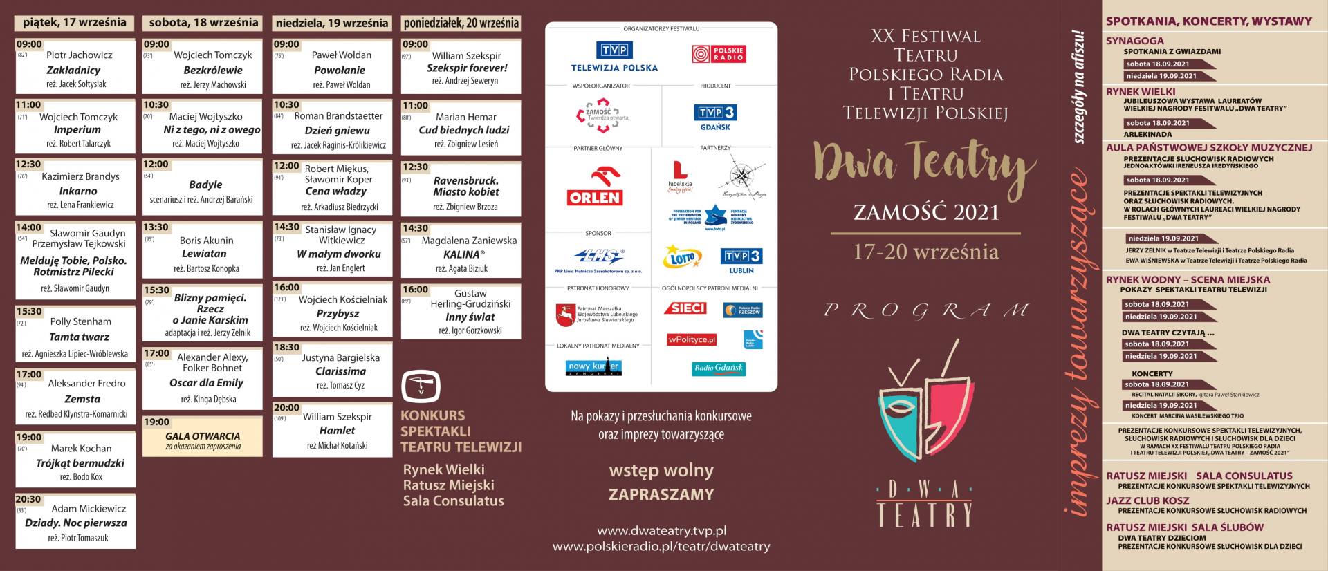 program 2t spektakle plus sluchowiska 1 Festiwal Dwa Teatry zagości w Zamościu. Co w programie wydarzenia?