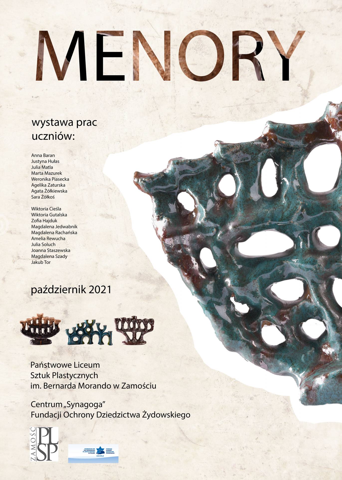 plakat synagoga menory "Menory" - nowa wystawa w zamojskiej synagodze