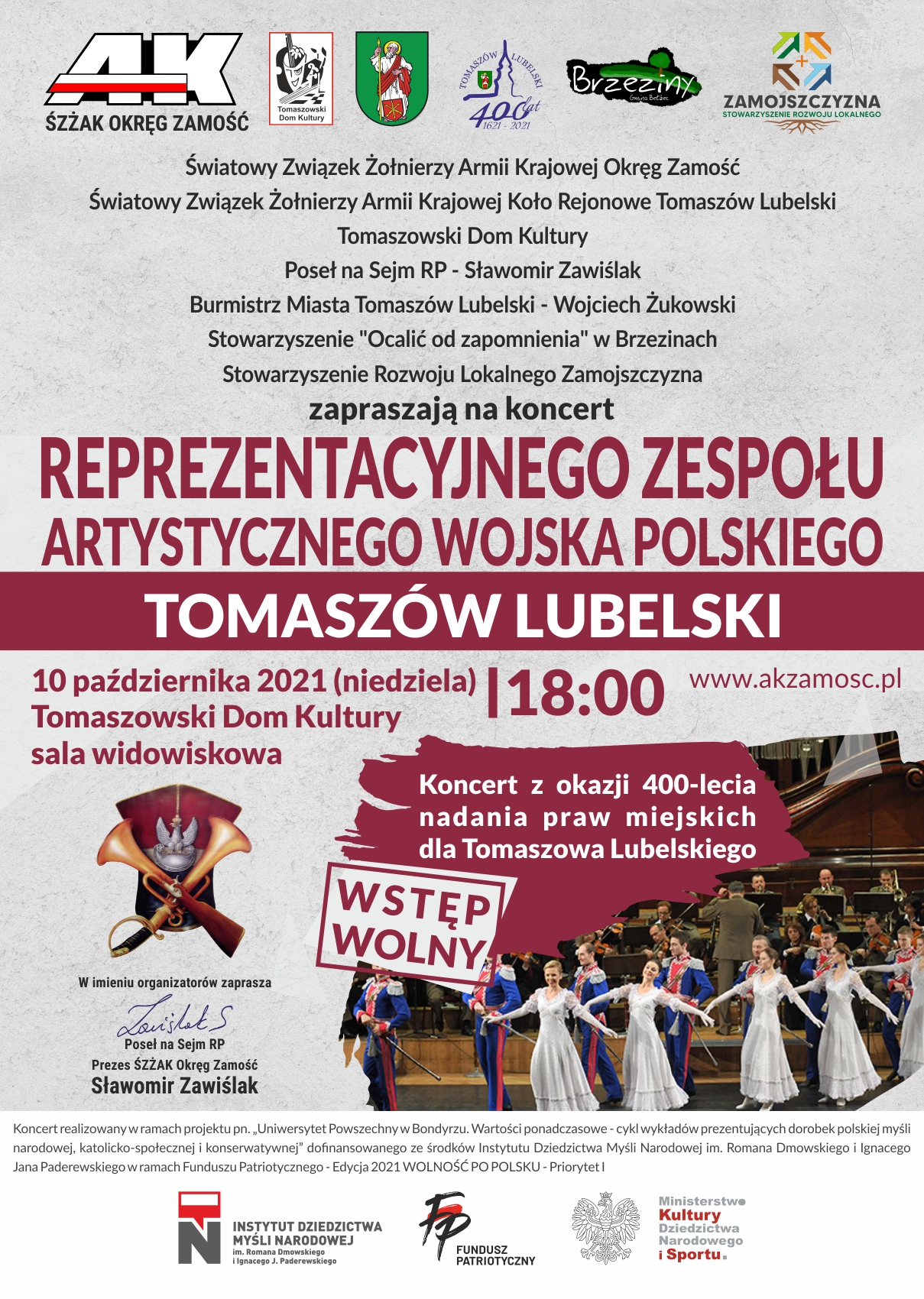 rzawp 10 10 2021 5 Koncert Reprezentacyjnego Zespołu Artystycznego Wojska Polskiego z okazji 400-lecia Tomaszowa Lubelskiego