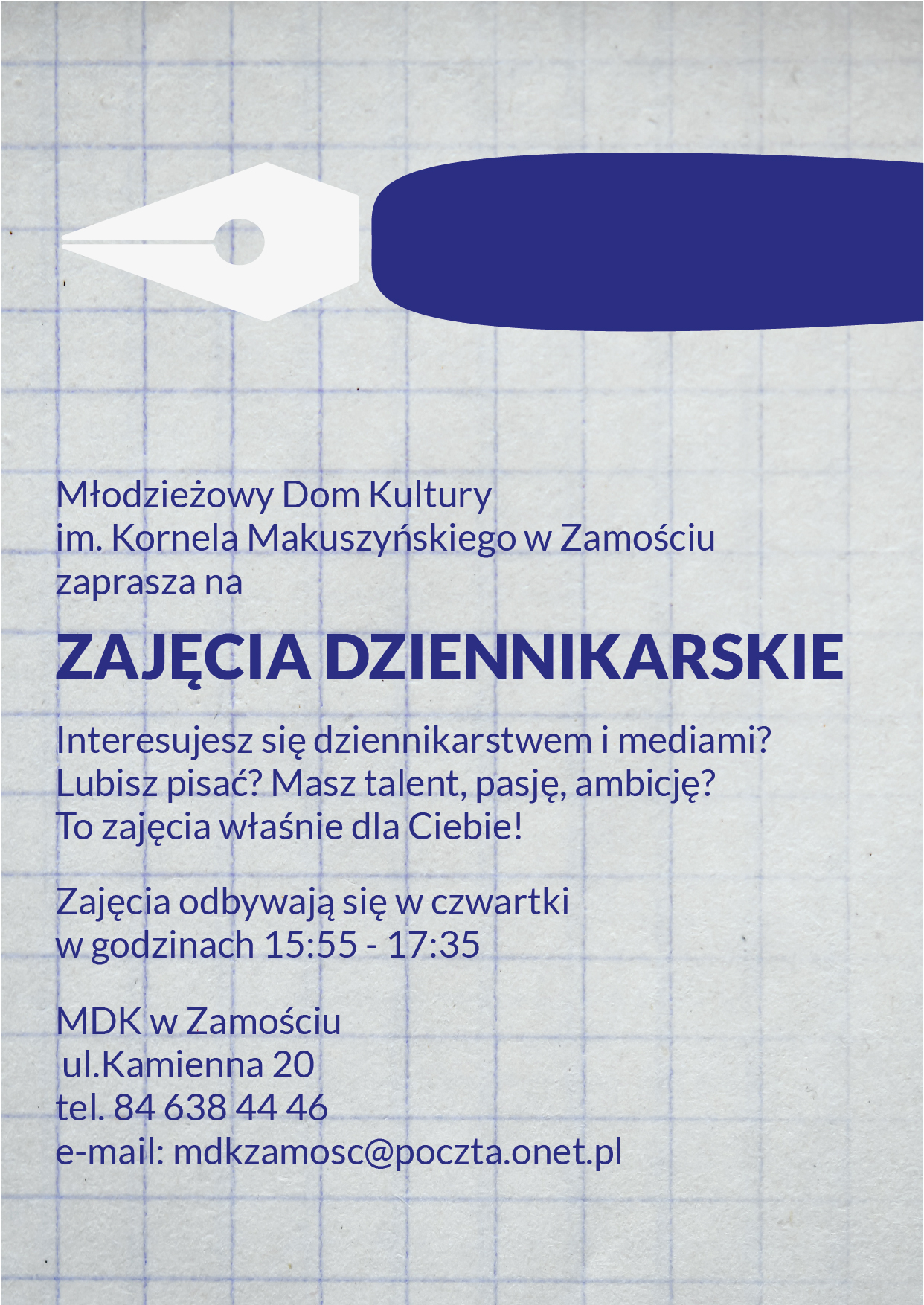 zajecia dziennikarskie Nowe zajęcia dla dzieci i młodzieży w MDK Zamość