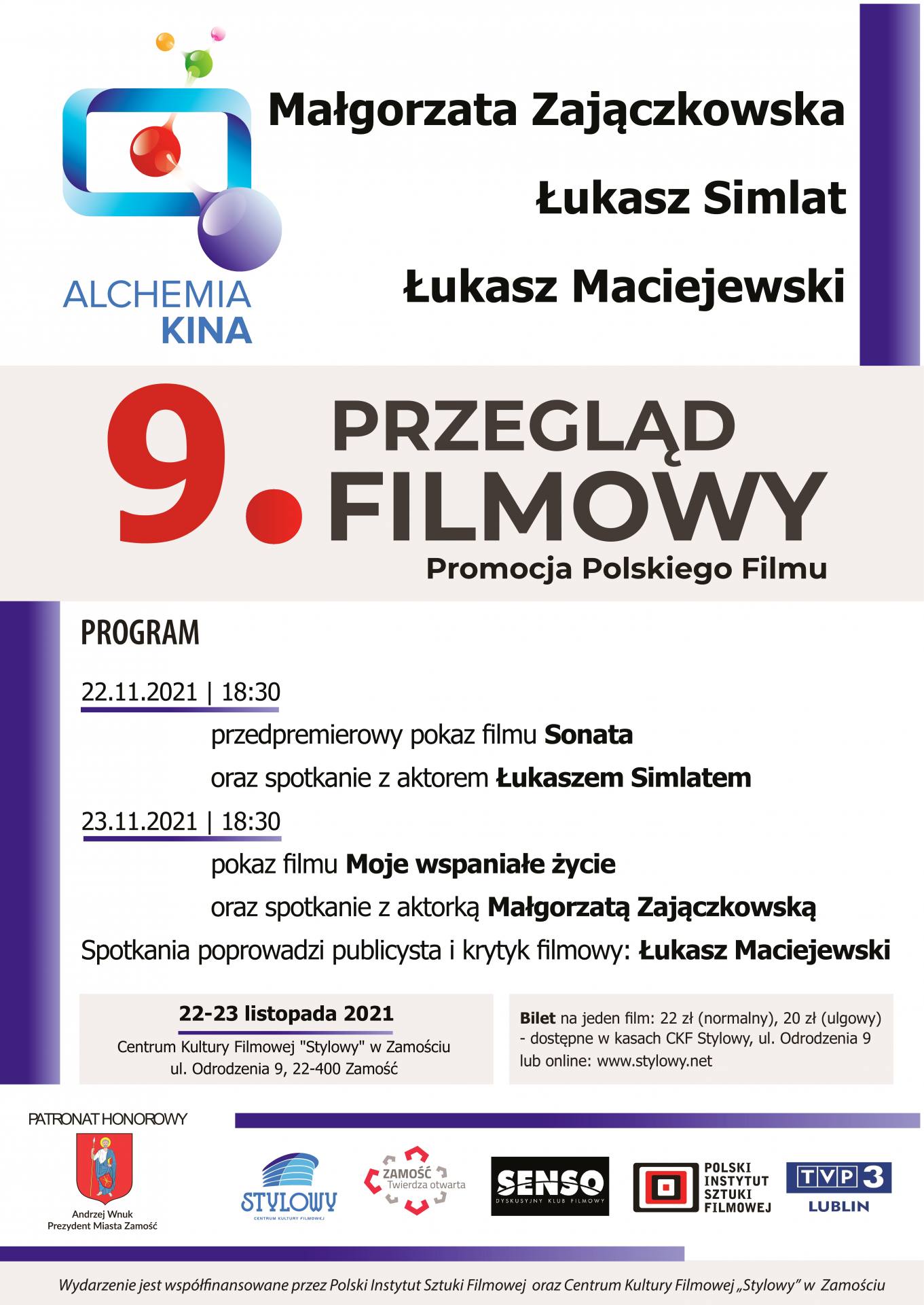 alchemia plakat 2021v2 ZAMOŚĆ: Przed nami 9. Przegląd Filmowy ALCHEMIA KINA - Promocja Polskiego Filmu